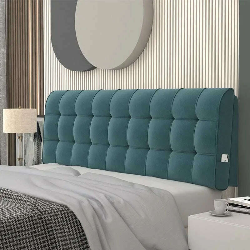 KIMLUD, Fashion High Resilient Sponge Filler Headboard Pillow - Removable Velvet Bed Head Cover for King/Queen Size, A / 50x58x6cm, KIMLUD APPAREL - Womens Clothes