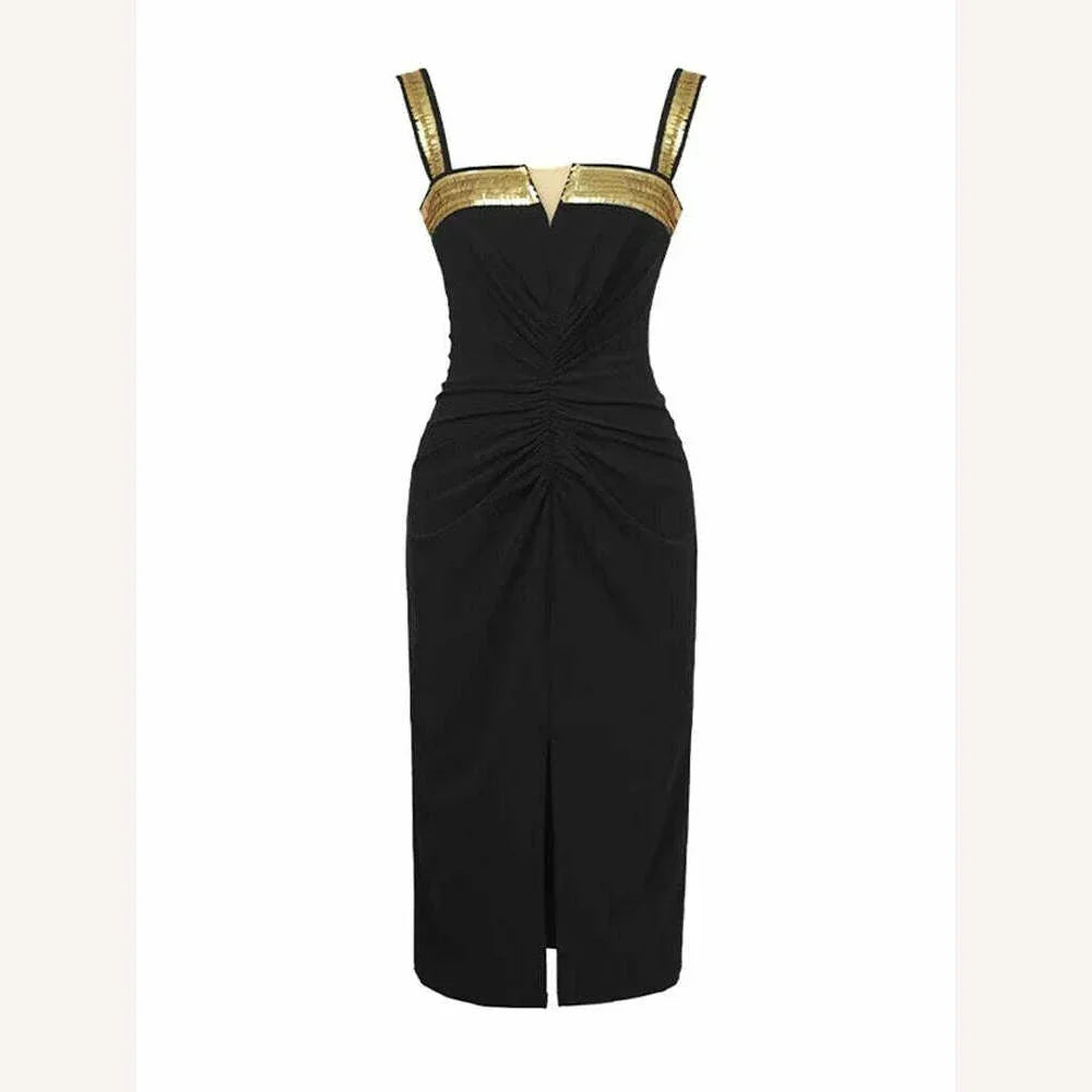 KIMLUD, Fashion Ladies Luxury Black Evening Long Dress Women Clothes Chic Sexy Strap Slim Slit Midi Party Prom Robe Femme Mujer Vestidos, KIMLUD Womens Clothes