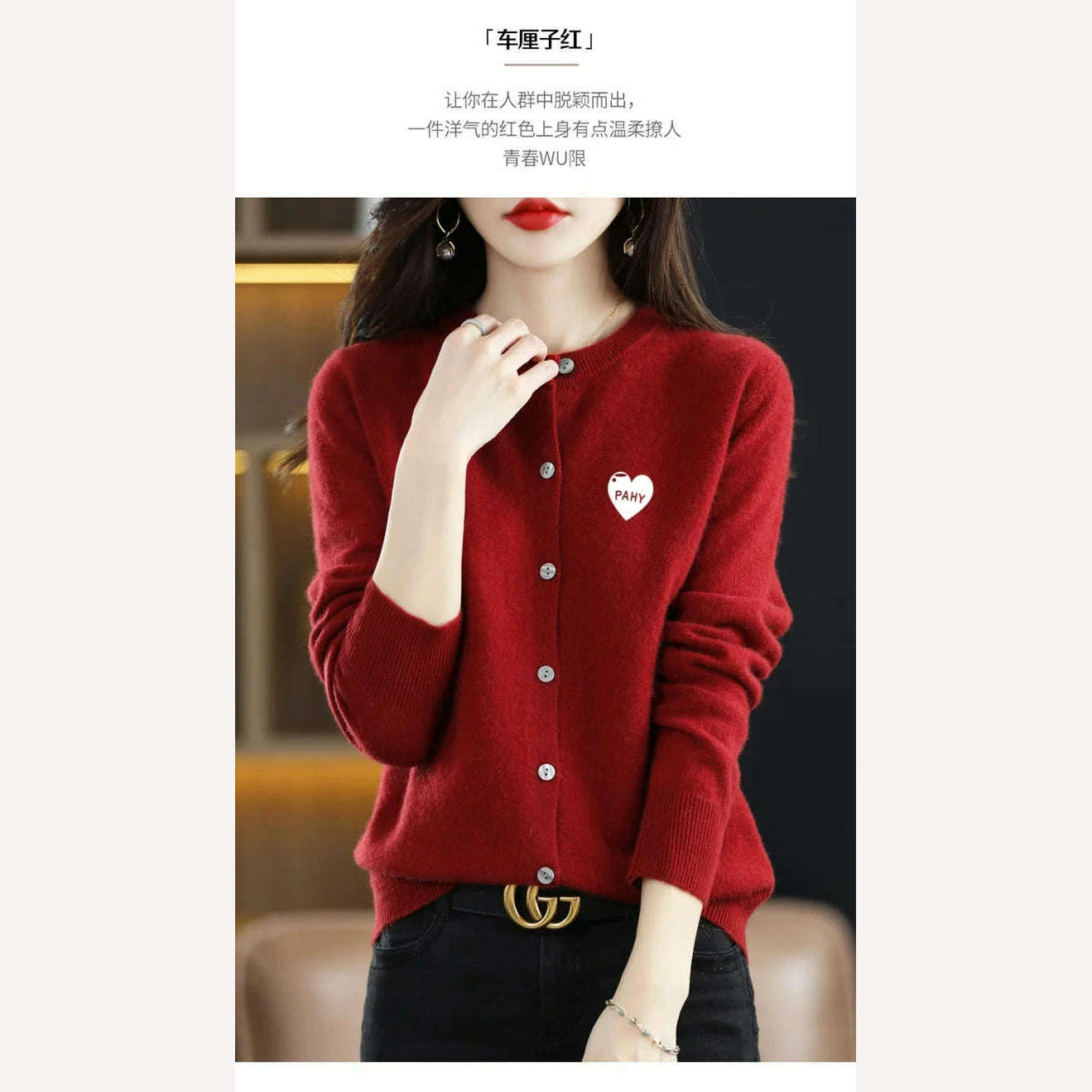 KIMLUD, Fashion Long Sleeve 100% Pure Merino Sweaters Wool Spring Autumn Cashmere Women Knitted O-Neck Top Cardigan Clothing Tops, KIMLUD Womens Clothes