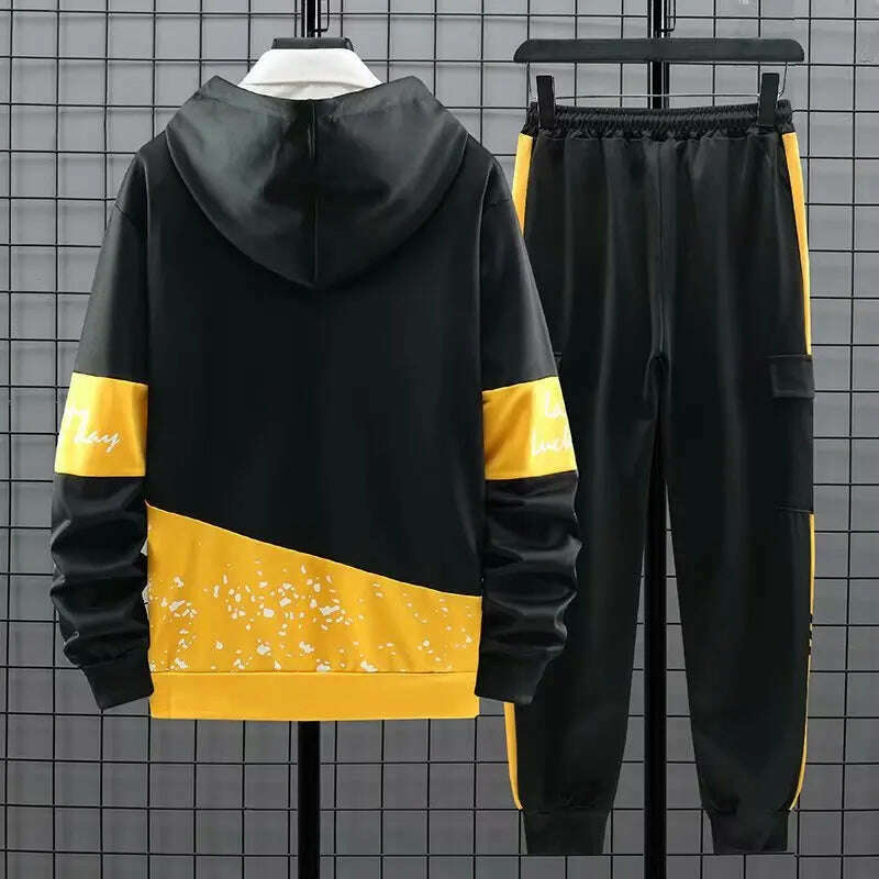 KIMLUD, Fashion Men's Sets Korean Style Trend Pullover Hoodies Men+Casual Harajuku Streetwear Sweatpants Spring Autumn Men Clothing Sets, KIMLUD Womens Clothes