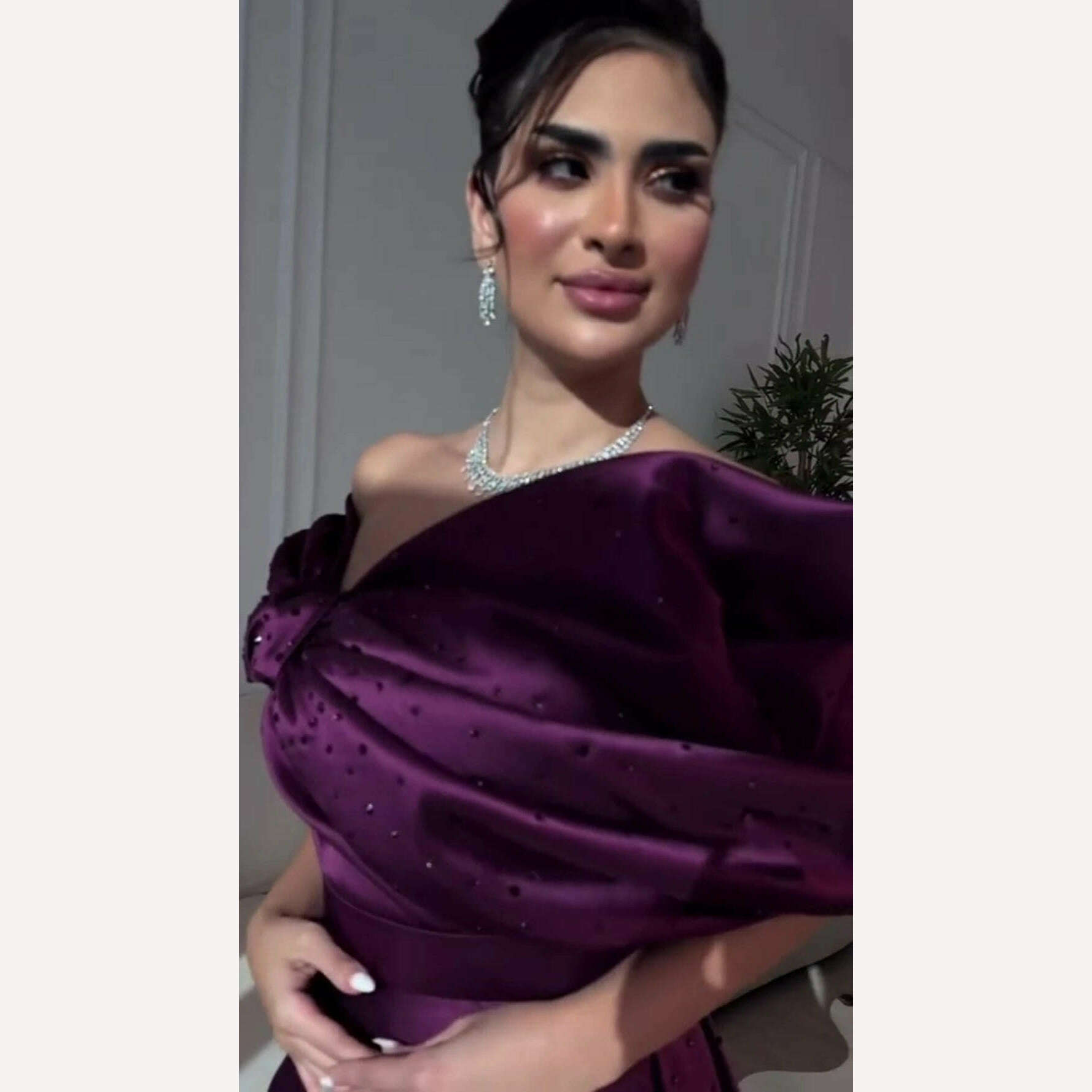 Fashion Off-the-shoulder A-line Floor Length Prom Dresses Bows Beading Satin Formal Occasion Gown vestido de festa mulher luxo - KIMLUD