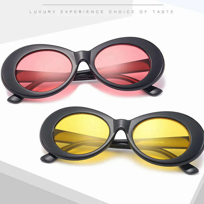 KIMLUD, Fashion Oval Round Sunglasses for Women Vintage Retro Black White Sun Glasses Unisex Colorful Shades Goggles Female Eyewear, KIMLUD Womens Clothes
