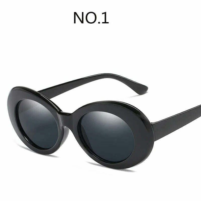 KIMLUD, Fashion Oval Round Sunglasses for Women Vintage Retro Black White Sun Glasses Unisex Colorful Shades Goggles Female Eyewear, 1 / Other, KIMLUD Womens Clothes