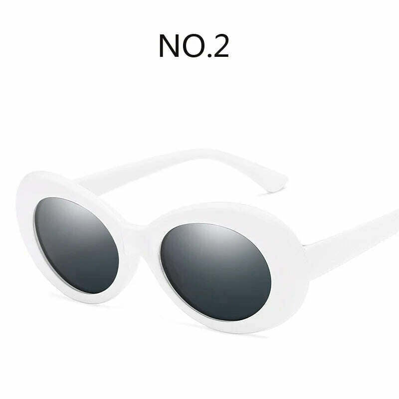 KIMLUD, Fashion Oval Round Sunglasses for Women Vintage Retro Black White Sun Glasses Unisex Colorful Shades Goggles Female Eyewear, 2 / Other, KIMLUD Womens Clothes
