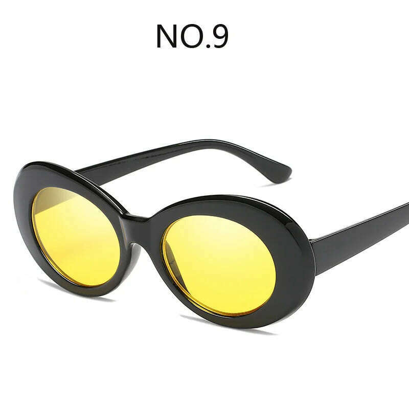 KIMLUD, Fashion Oval Round Sunglasses for Women Vintage Retro Black White Sun Glasses Unisex Colorful Shades Goggles Female Eyewear, 9 / Other, KIMLUD Womens Clothes
