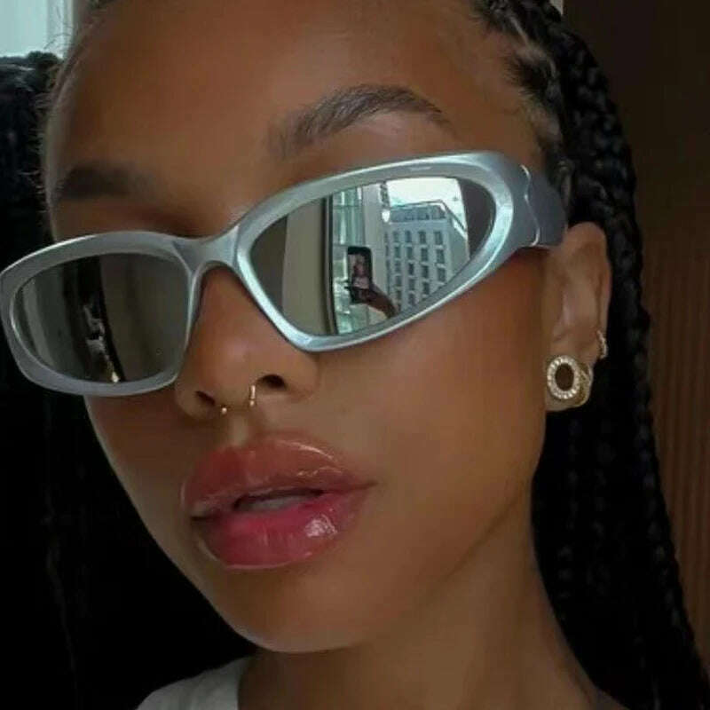 KIMLUD, Fashion Punk Goggle Y2k Luxury Brand Sunglasses Women Wrap Around Sun Glasses 2000'S Shades Eyewear UV400 Female Eyeglasses, KIMLUD Womens Clothes