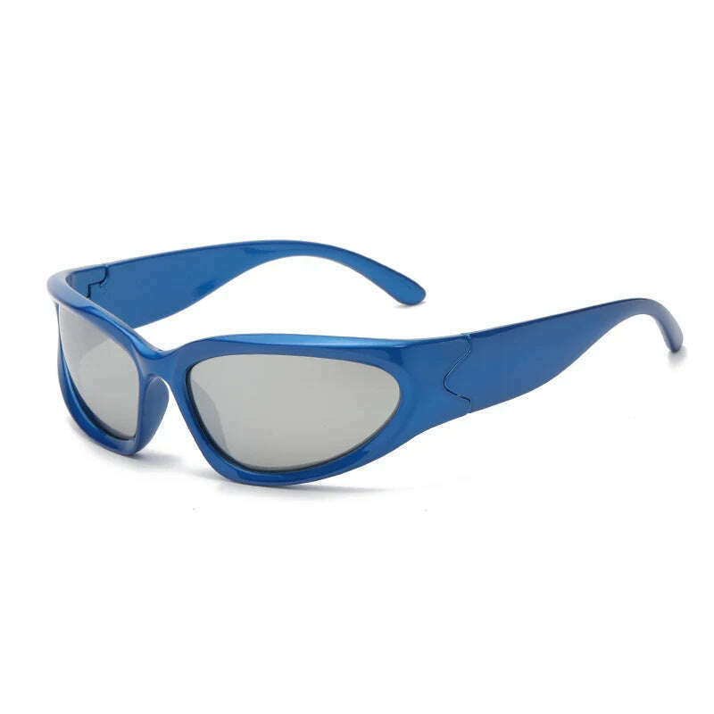 KIMLUD, Fashion Punk Goggle Y2k Luxury Brand Sunglasses Women Wrap Around Sun Glasses 2000'S Shades Eyewear UV400 Female Eyeglasses, blue silver, KIMLUD APPAREL - Womens Clothes