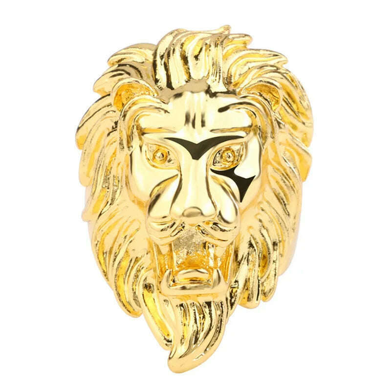Fashion Punk Rock Lion Biker Ring Hip Hop Big Animal Ring Men Accessories Vintage Jewelry 2018 - KIMLUD