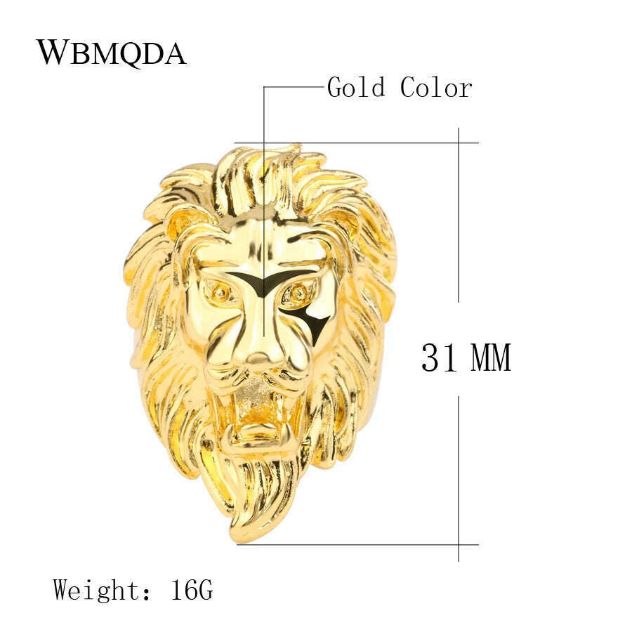 Fashion Punk Rock Lion Biker Ring Hip Hop Big Animal Ring Men Accessories Vintage Jewelry 2018 - KIMLUD