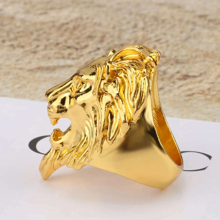 Fashion Punk Rock Lion Biker Ring Hip Hop Big Animal Ring Men Accessories Vintage Jewelry 2018 - KIMLUD
