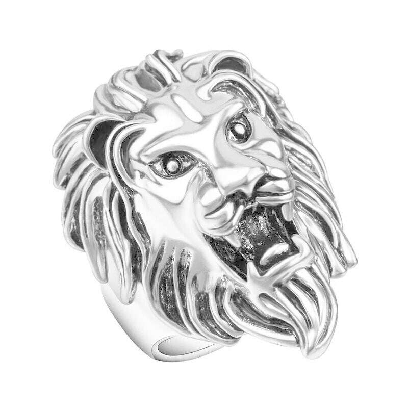 Fashion Punk Rock Lion Biker Ring Hip Hop Big Animal Ring Men Accessories Vintage Jewelry 2018 - KIMLUD
