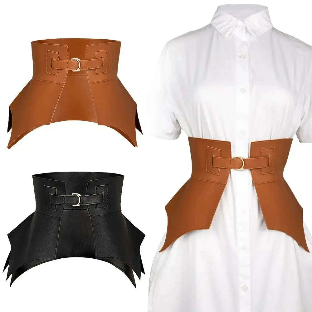 Fashion Punk Wide Belts Vintage Women Stretch Cummerbunds Leather Waistband Skirt Dress Coat Decoration Elastic Corset Band