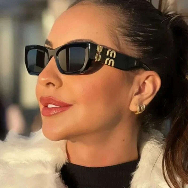 KIMLUD, Fashion Rectangle Sunglasses 2024 Women Men Trendy Cat Eye Sun Glasses Female Luxury Brand Designer Shades Eyewear gafas de sol, KIMLUD Womens Clothes