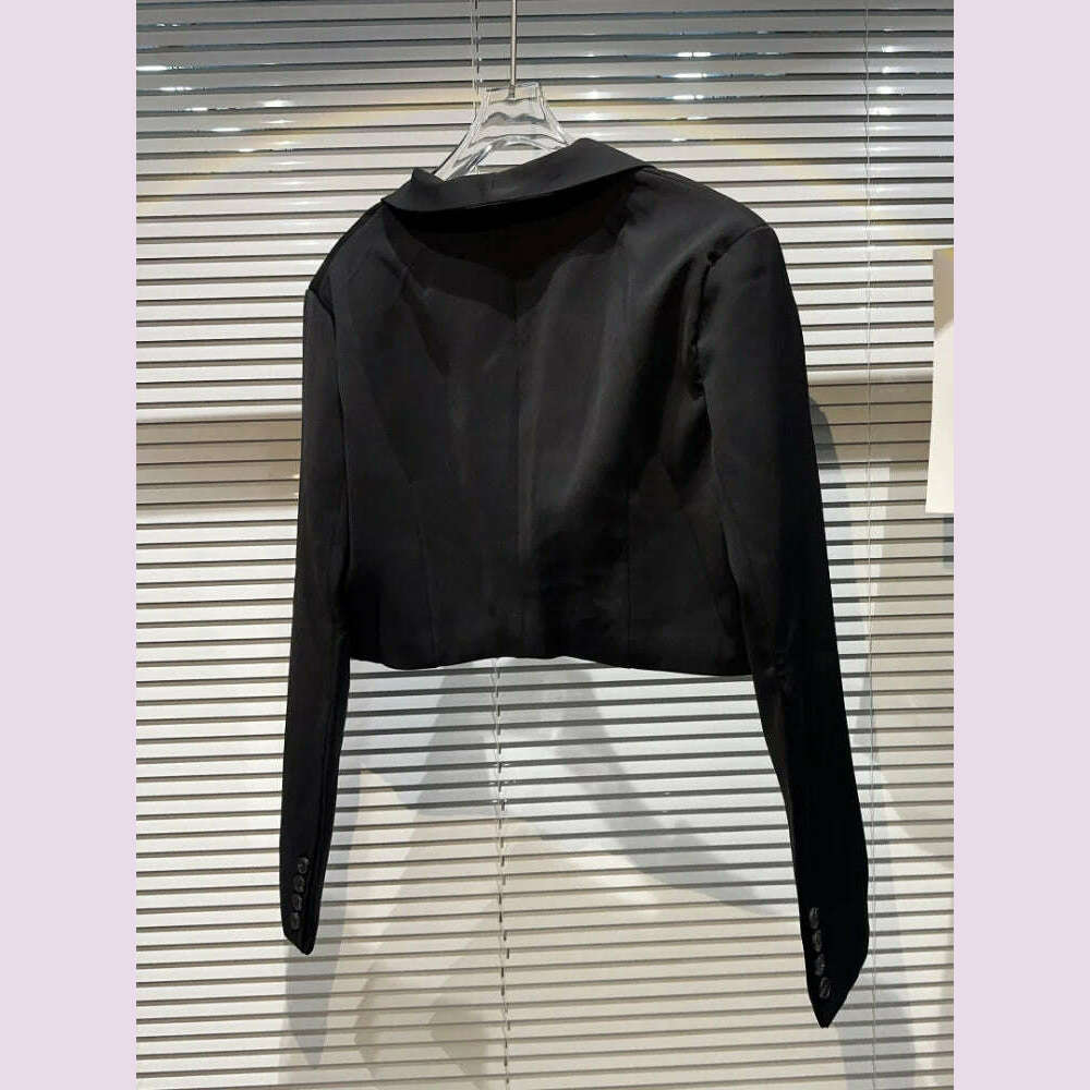 Fashion Sexy Spice Girl Suit Women's 2023 Autumn New Luxury Rhinestone Bow Blazer Coat+Short Skirt Elegant Commuter 2-Piece Set - KIMLUD