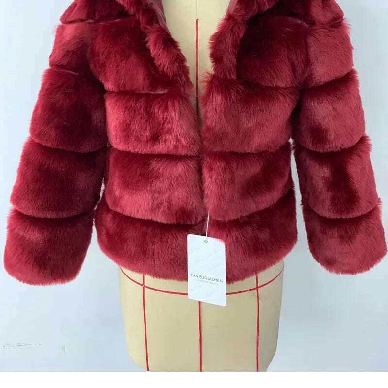 KIMLUD, Fashion Short Women Fur Jacket Thickened Warm Slim Faux Fur Coat Elegant Quilted Fox Fur Coats Winter Y2K Vintage Padded Jacket, KIMLUD Womens Clothes