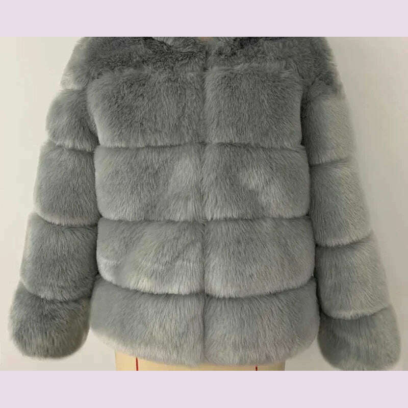 KIMLUD, Fashion Short Women Fur Jacket Thickened Warm Slim Faux Fur Coat Elegant Quilted Fox Fur Coats Winter Y2K Vintage Padded Jacket, Gray Fur / S, KIMLUD APPAREL - Womens Clothes