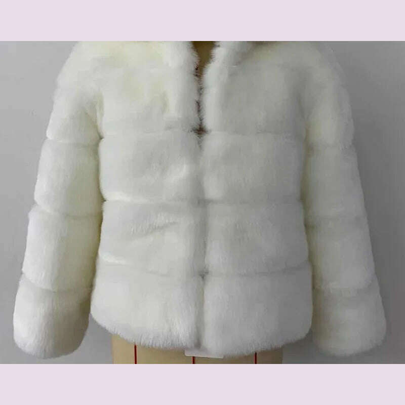 KIMLUD, Fashion Short Women Fur Jacket Thickened Warm Slim Faux Fur Coat Elegant Quilted Fox Fur Coats Winter Y2K Vintage Padded Jacket, White Fur / L, KIMLUD APPAREL - Womens Clothes