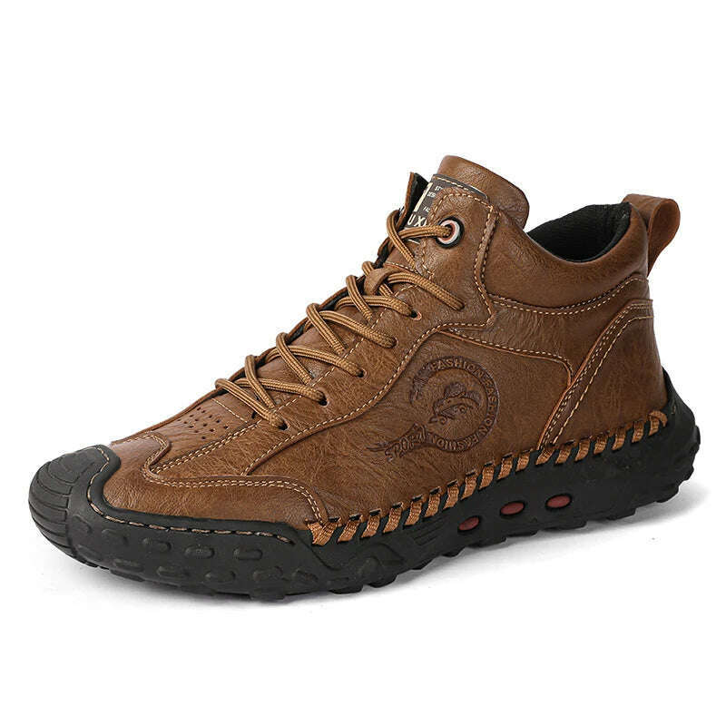 Fashion Sneakers Men Shoes Thick Soled Handmade Shoes Genuine Leather Casual Shoes Men Leather Shoes - KIMLUD