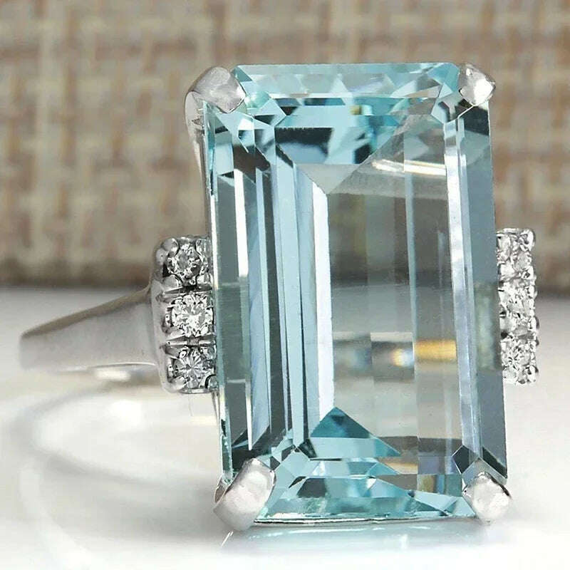 KIMLUD, Fashion Square Shape Champagne Big Crystal Designer Hyperbole Ring for Women Engagement Wedding Stone Rings Whole Sale, CR049XS / 6, KIMLUD APPAREL - Womens Clothes