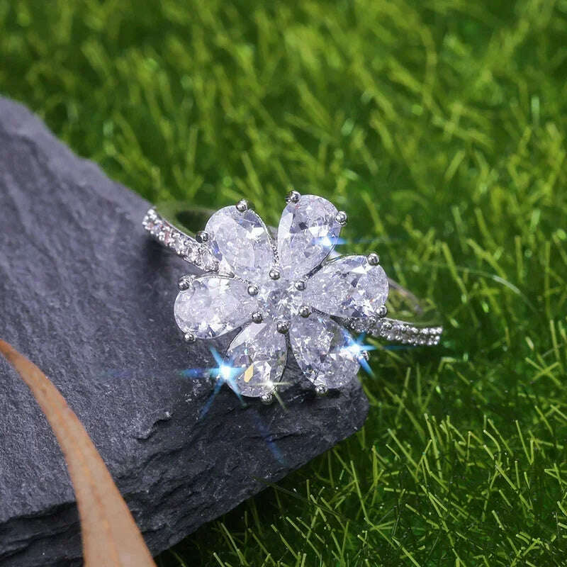 KIMLUD, Fashion Square Shape Champagne Big Crystal Designer Hyperbole Ring for Women Engagement Wedding Stone Rings Whole Sale, AJZ605XS / 11, KIMLUD APPAREL - Womens Clothes