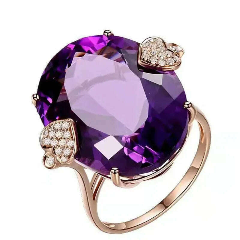 KIMLUD, Fashion Square Shape Champagne Big Crystal Designer Hyperbole Ring for Women Engagement Wedding Stone Rings Whole Sale, CR6562XS / 6, KIMLUD APPAREL - Womens Clothes