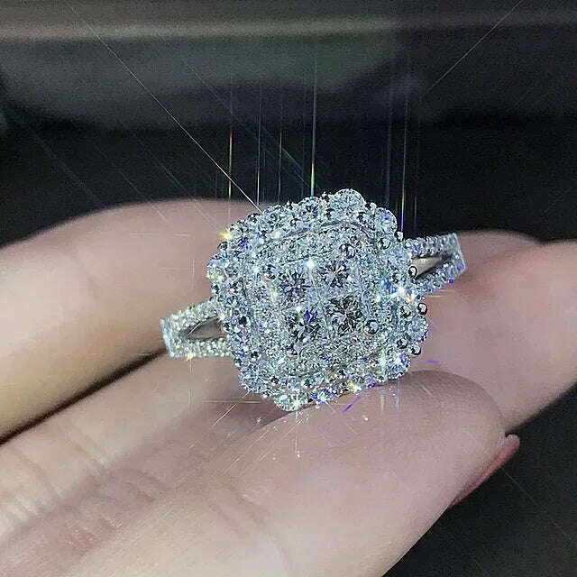 KIMLUD, Fashion Square Shape Champagne Big Crystal Designer Hyperbole Ring for Women Engagement Wedding Stone Rings Whole Sale, CR6551XS / 9, KIMLUD APPAREL - Womens Clothes