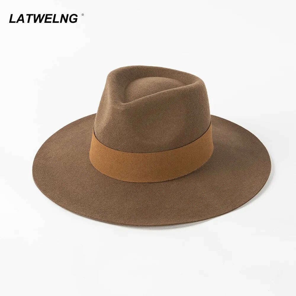 KIMLUD, fashion suede webbing wool hat women fedoras outdoor warm hat jazz autumn winter hats, KIMLUD Womens Clothes