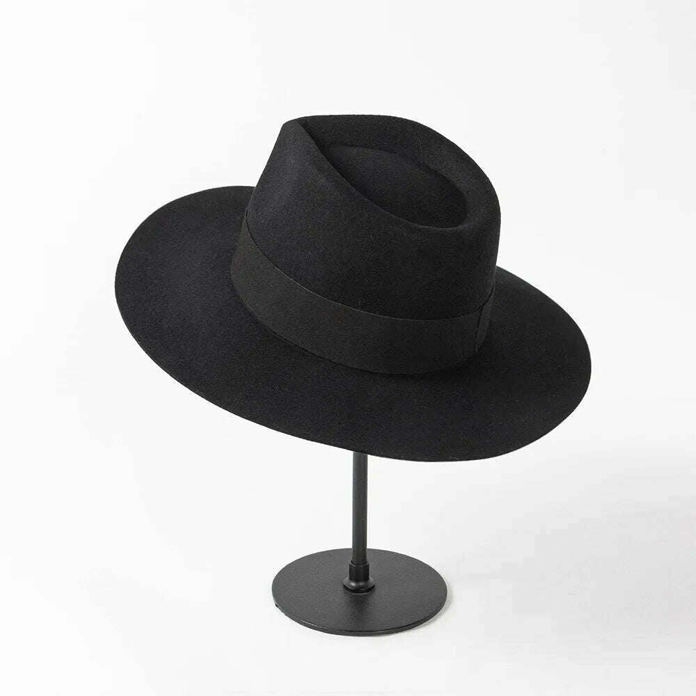 KIMLUD, fashion suede webbing wool hat women fedoras outdoor warm hat jazz autumn winter hats, KIMLUD Womens Clothes