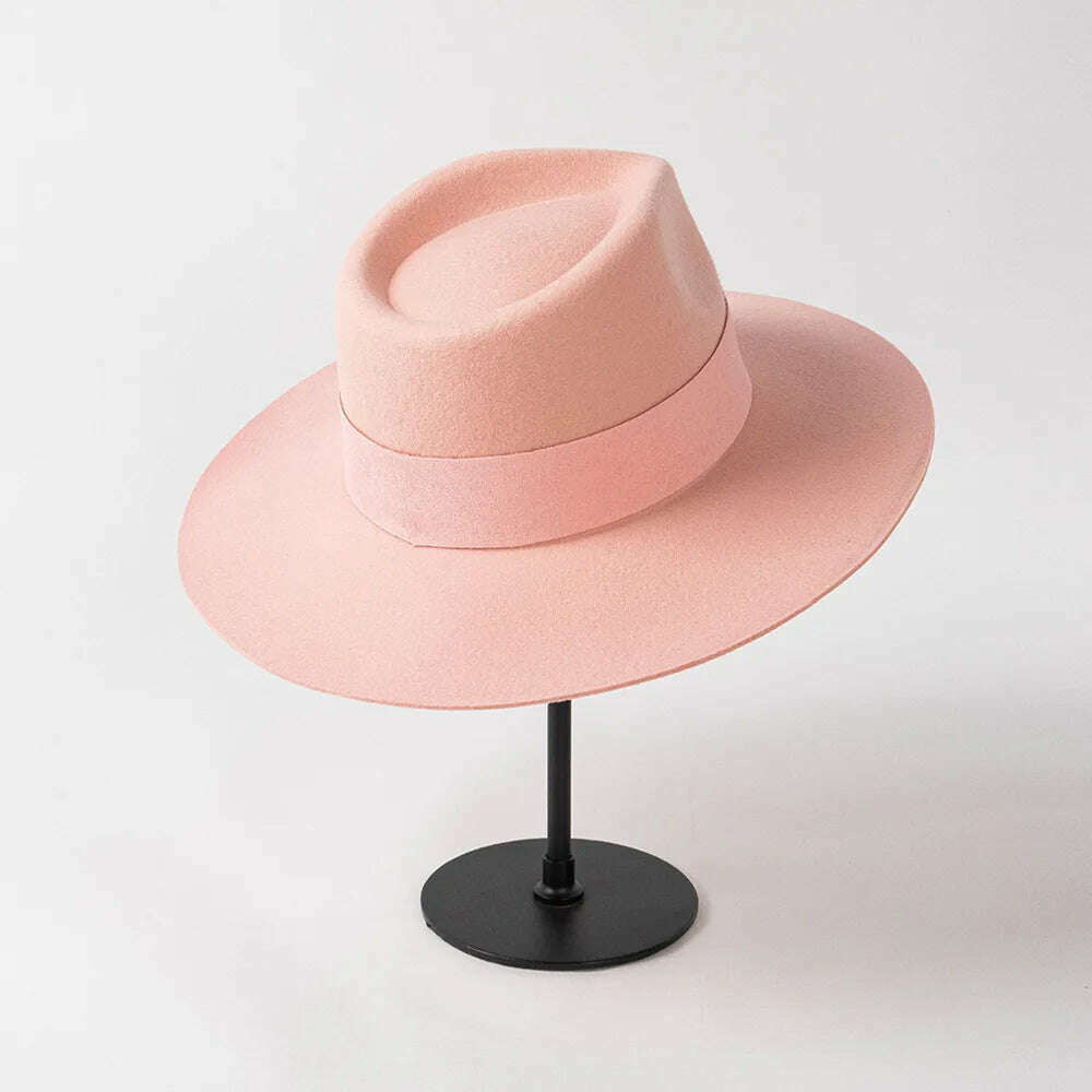 KIMLUD, fashion suede webbing wool hat women fedoras outdoor warm hat jazz autumn winter hats, KIMLUD Womens Clothes
