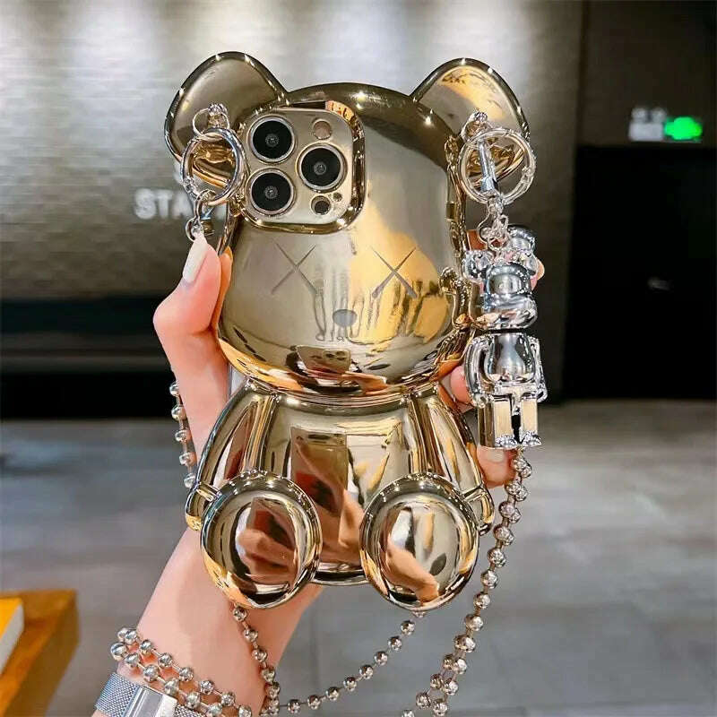 KIMLUD, Fashion Trend Cartoon 3D Cute Bear Pendant Phone Case Cover for IPhone 11 12 13 14 Pro Max Shockproof Case for IPhone 14 Cases, B / for iPhone14 Pro Max, KIMLUD APPAREL - Womens Clothes