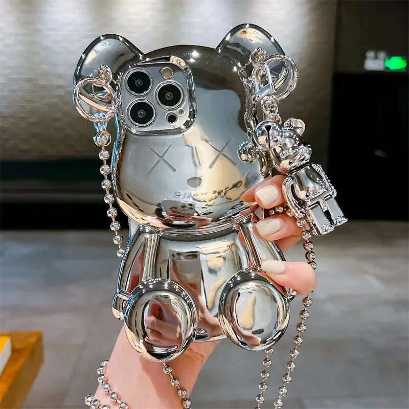 KIMLUD, Fashion Trend Cartoon 3D Cute Bear Pendant Phone Case Cover for IPhone 11 12 13 14 Pro Max Shockproof Case for IPhone 14 Cases, A / for iPhone14 Pro Max, KIMLUD APPAREL - Womens Clothes