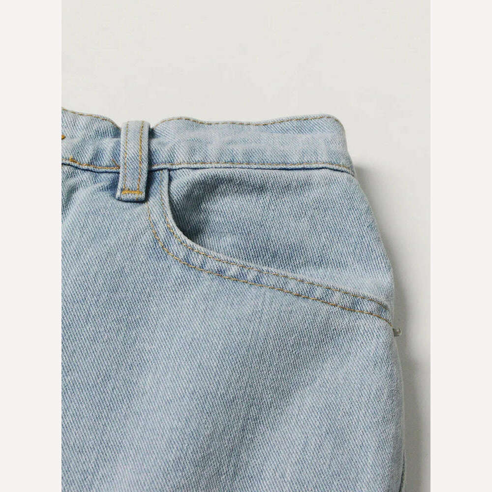 KIMLUD, Fashion Trendy Hot Diamond Design Blue Distressed Relaxation of Tall Waist Wide Legged Pants Spring 2024 Hollow Out Jeans Women, KIMLUD Womens Clothes