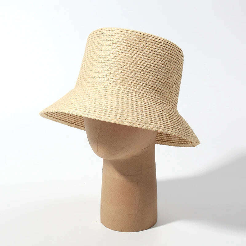 KIMLUD, Fashion UV Protection Bucket For Women Sun Straw Hats Summer Foldable Beach Hats Ladies Vacation Hat Wholesale, KIMLUD Womens Clothes