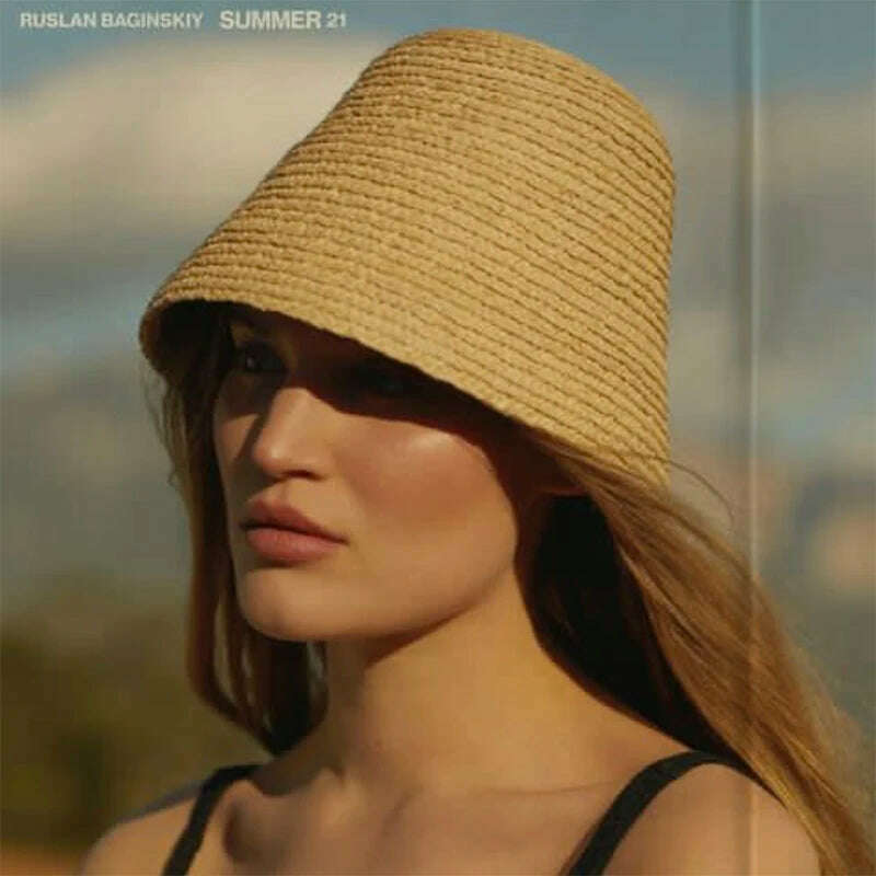 KIMLUD, Fashion UV Protection Bucket For Women Sun Straw Hats Summer Foldable Beach Hats Ladies Vacation Hat Wholesale, KIMLUD Womens Clothes
