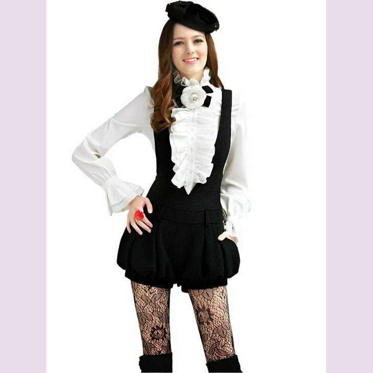 Fashion Victorian Blouses Women OL Office Ladies White Shirt High Neck Frill Ruffle Cuffs Shirts Female Blouse - KIMLUD