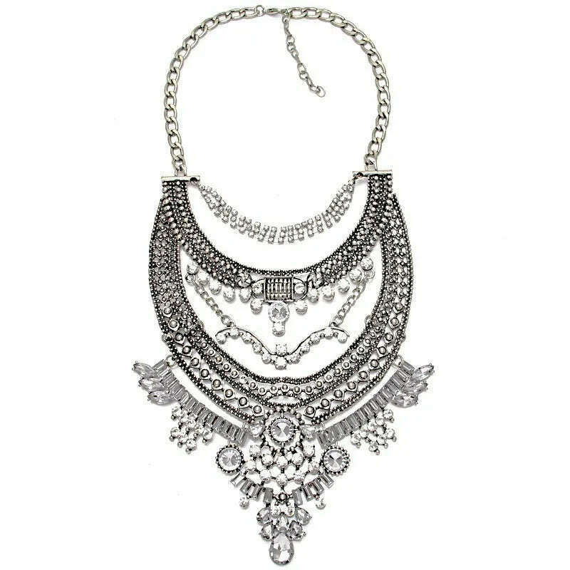 Fashion Vintage Large Collar Choker Necklace Women Long Maxi Chunky Big Bib Indian Statement Necklace Jewelry Accessories Woman - KIMLUD