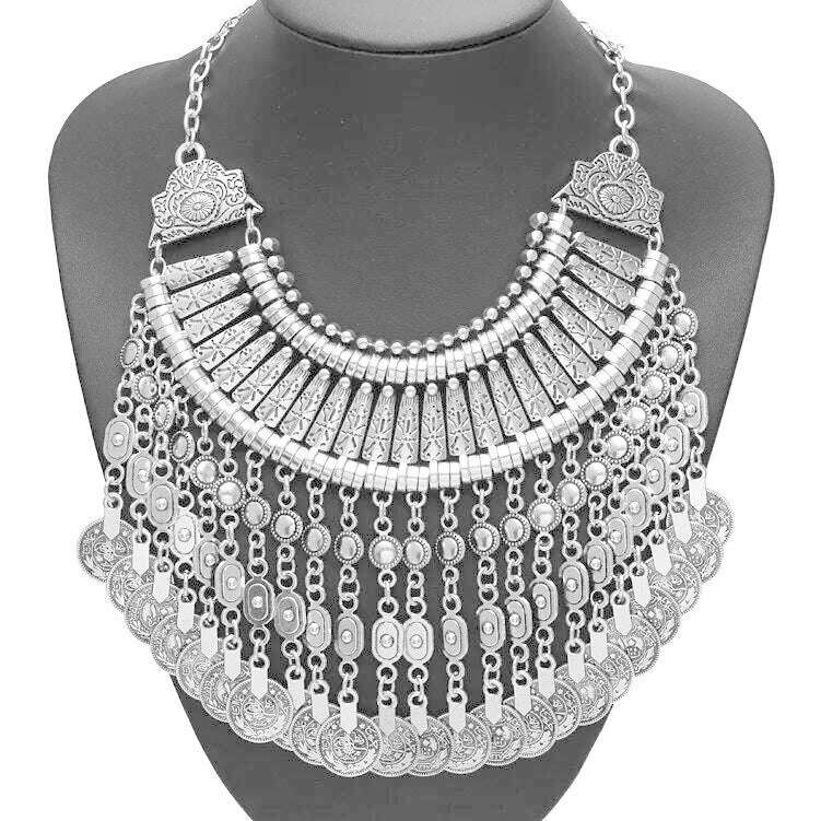 Fashion Vintage Large Collar Choker Necklace Women Long Maxi Chunky Big Bib Indian Statement Necklace Jewelry Accessories Woman - KIMLUD