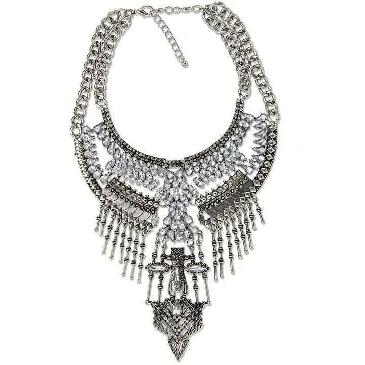 Fashion Vintage Large Collar Choker Necklace Women Long Maxi Chunky Big Bib Indian Statement Necklace Jewelry Accessories Woman - KIMLUD