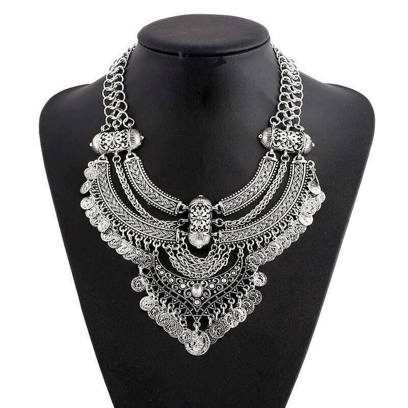 Fashion Vintage Large Collar Choker Necklace Women Long Maxi Chunky Big Bib Indian Statement Necklace Jewelry Accessories Woman - KIMLUD