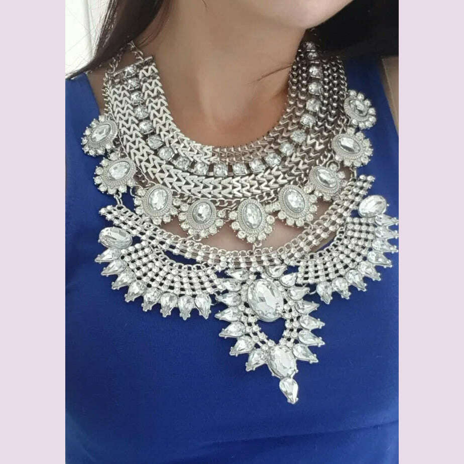 Fashion Vintage Large Collar Choker Necklace Women Long Maxi Chunky Big Bib Indian Statement Necklace Jewelry Accessories Woman - KIMLUD