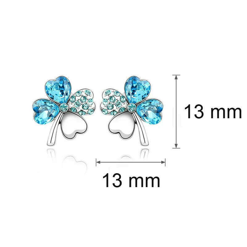 KIMLUD, Fashion Wedding Jewelry Sets For Brides Austrian Crystal Rhinestones Gold Color Lucky Clover Necklace Earrings Jewelry Set, KIMLUD Womens Clothes