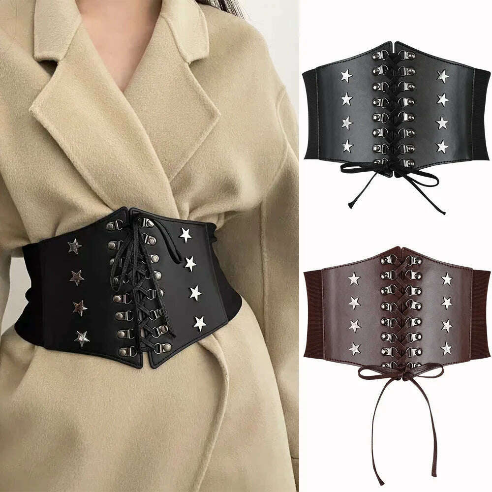 Fashion Wide Corset Belts For Women Waist Plus Size Belt Female Dress Waistband Big Stretch Cummerbunds Clothes Accessory - KIMLUD