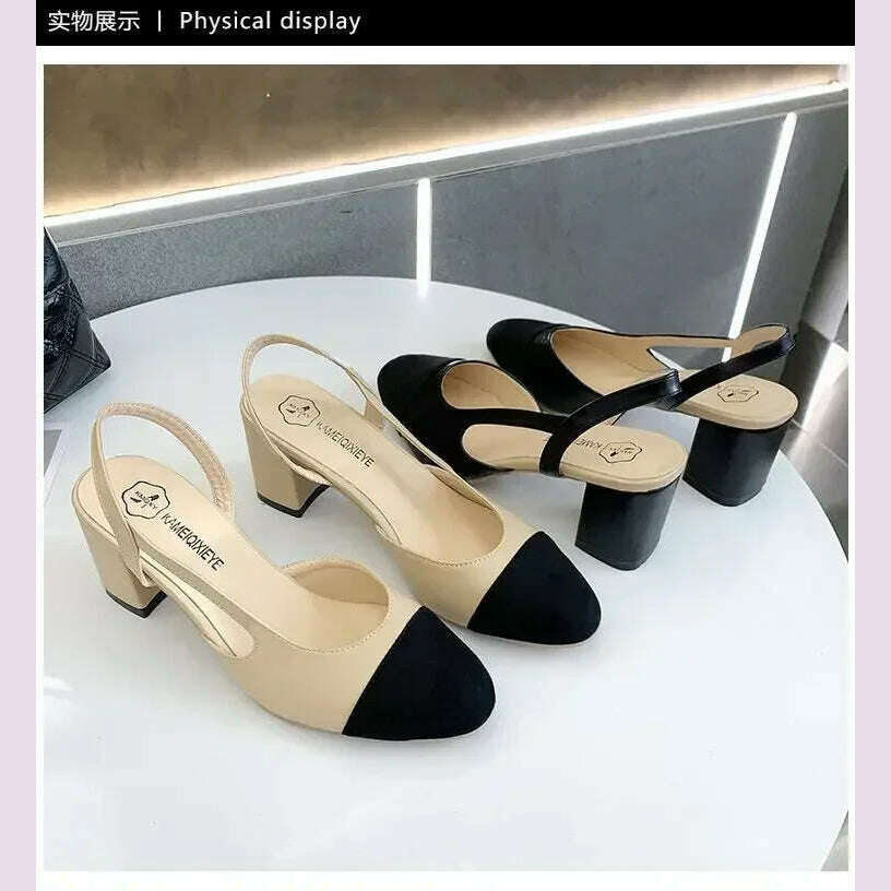 KIMLUD, Fashion Women Shoes Woman Dress Shoes Mid Heel Square Head Wedding Party Sandals Casual Shoes, KIMLUD Womens Clothes