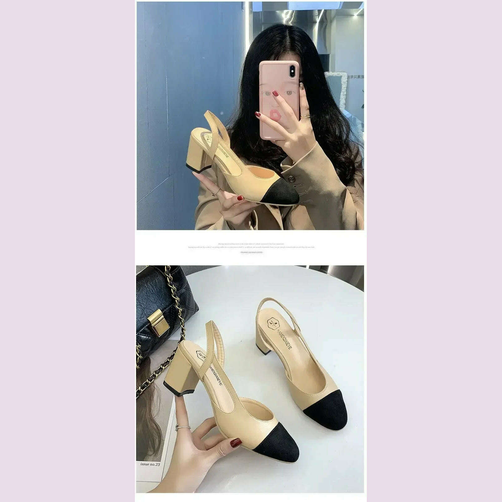 KIMLUD, Fashion Women Shoes Woman Dress Shoes Mid Heel Square Head Wedding Party Sandals Casual Shoes, KIMLUD Womens Clothes