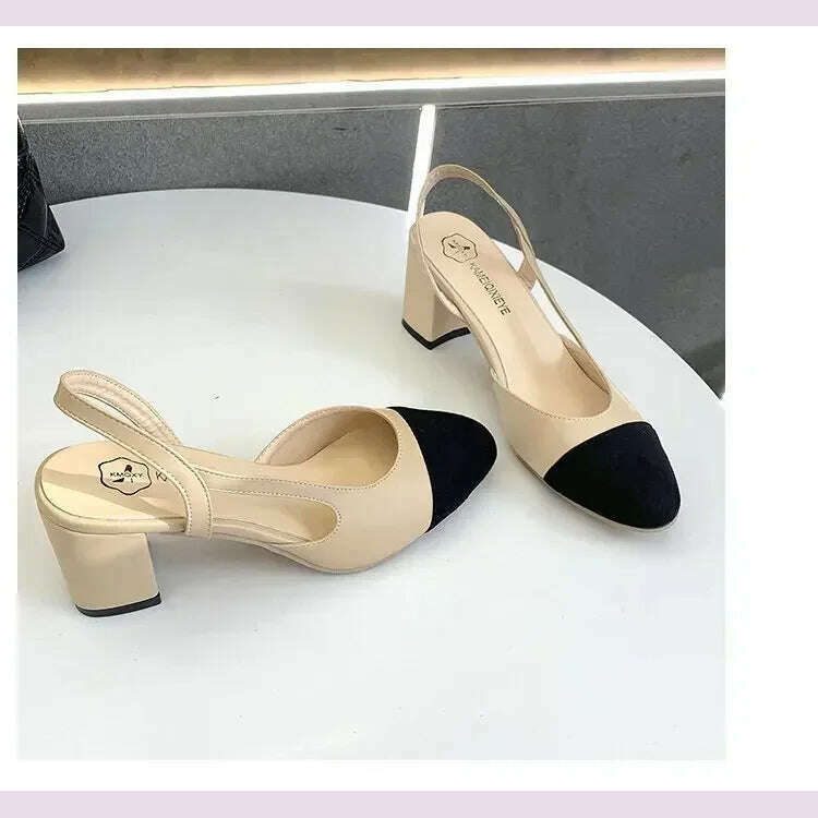 KIMLUD, Fashion Women Shoes Woman Dress Shoes Mid Heel Square Head Wedding Party Sandals Casual Shoes, KIMLUD Womens Clothes