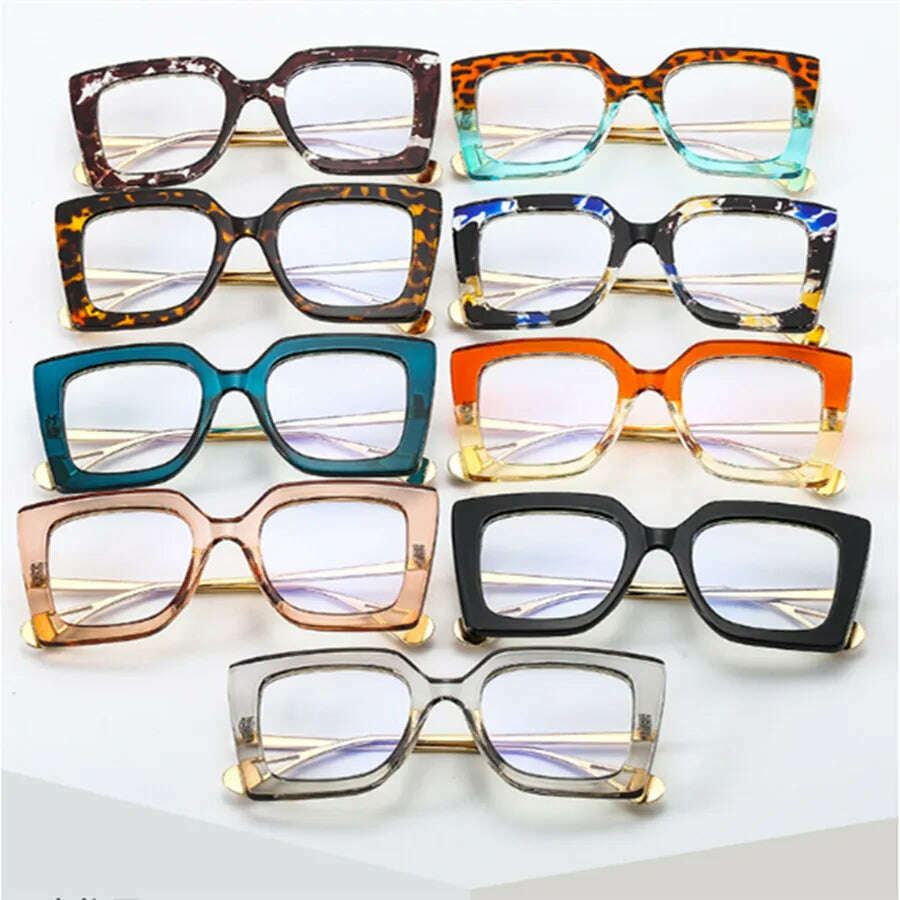 Fashion Women Square Blue Light Glasses Oprawki Okularowe Damskie Glass Frame Retro Clear Reading Computer Eyeglasses Unisex - KIMLUD