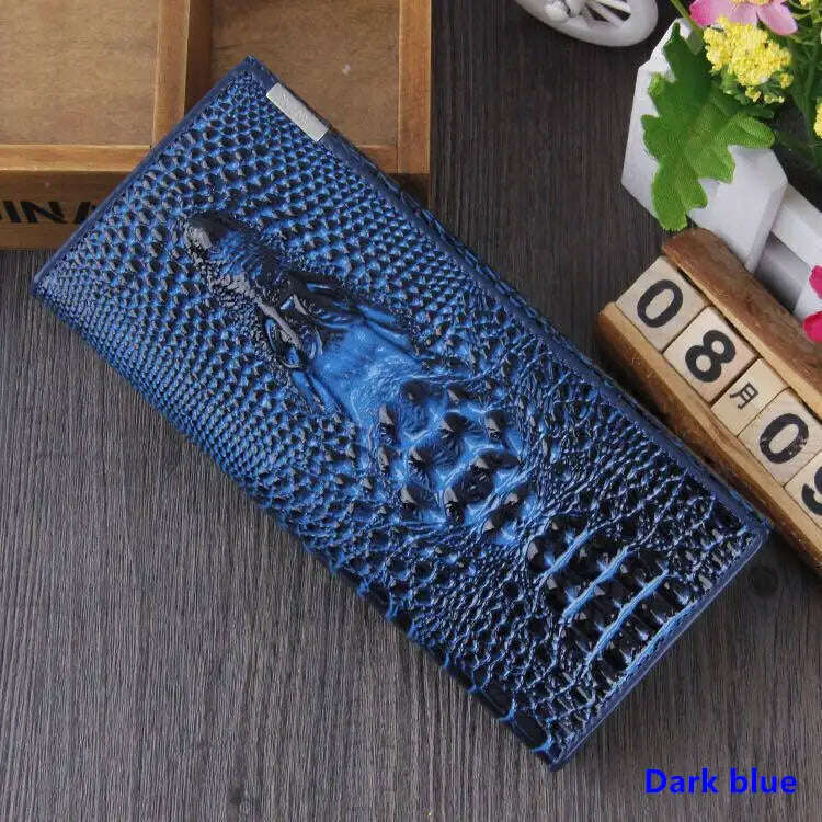KIMLUD, Fashion Women Wallet Hasp Coin Purses Holders Brand Genuine Leather 3D Embossing Alligator Ladies Crocodile Long Clutch Wallets, 2, KIMLUD APPAREL - Womens Clothes