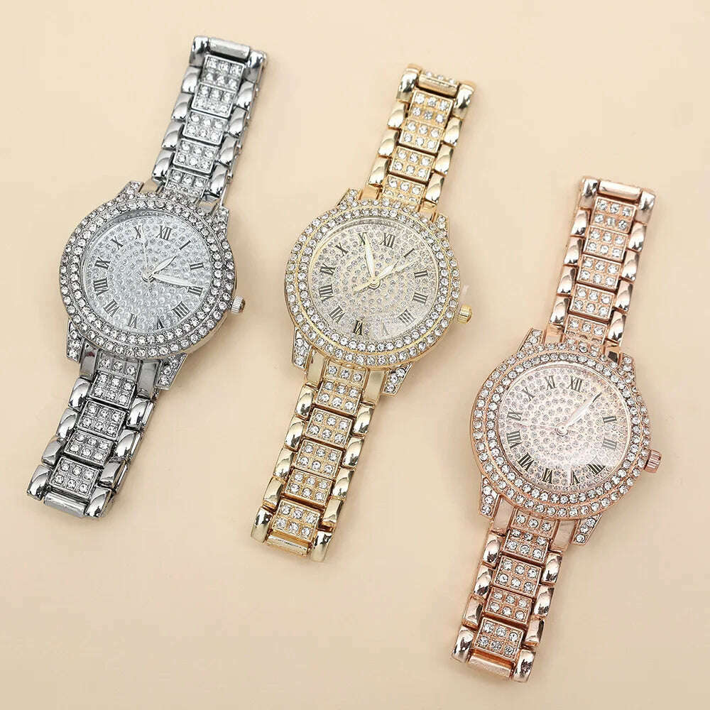 KIMLUD, Fashion Women Watch with Shiny Diamond Quartz Watch Ladies Luxury Brand Ladies Women Bracelet Crystal Watches Relogio Feminino, KIMLUD Womens Clothes