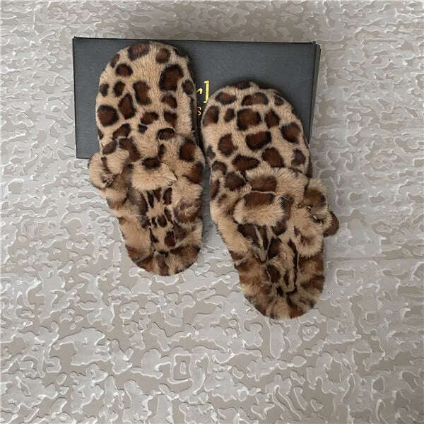 Fashion Women'S Slippers Soft High Imitation Mink Hair Slippers Flat Bottom Home Shoes Color Choice Support Customization - KIMLUD