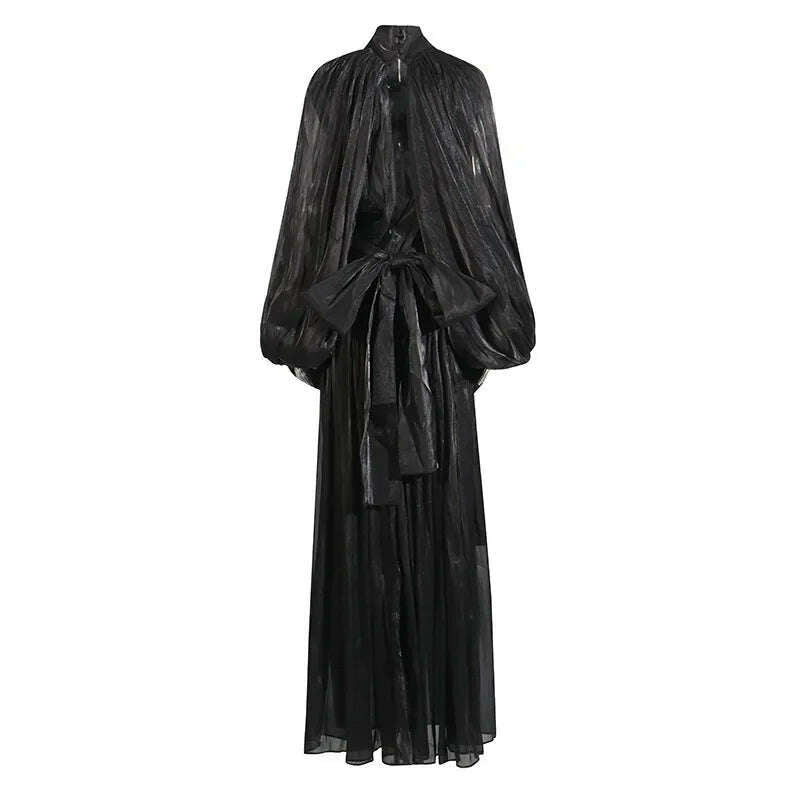 KIMLUD, Fashionable Slim Fit Batwing Sleeve Dress Summer New Design Cross-Border Long Skirt with Belt Stylish Dress for Women, KIMLUD Womens Clothes